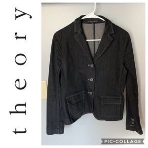 Theory black denim blazer 10
